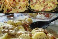 Batatas gratinadas com bacon