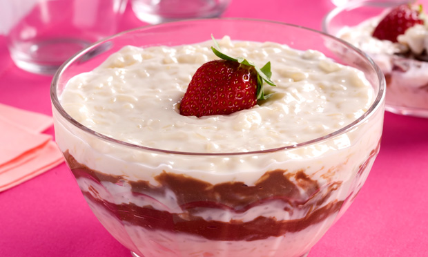 Creme de arroz com cream cheese e chocolate