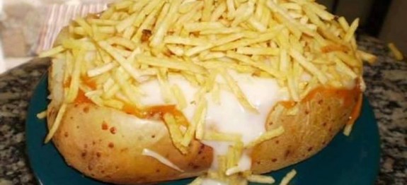 Batata recheada de frango da Van