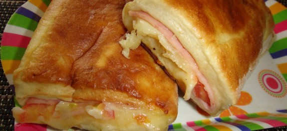 Enrolado de presunto e queijo