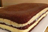 Pão de Ló de Chocolate com Recheio de Brigadeiro Branco