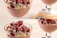 Creme gelado de morango e leite condensado