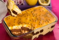 Pavê com chocolate e mousse de maracujá