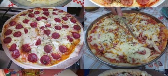 Pizza caseira com dois queijos