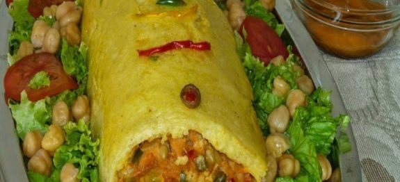 ROCAMBOLE DE BATATA (recheio de bacalhau e cream cheese)