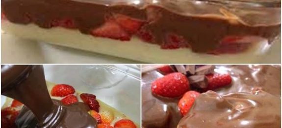 Trufa de morango de travessa