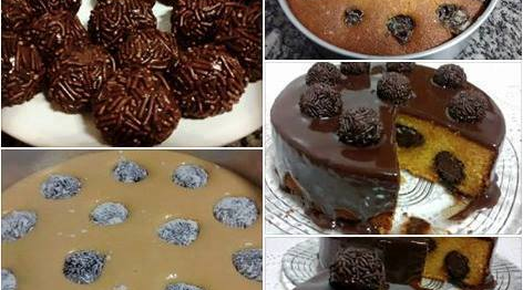 Bolo de Cenoura com recheio de brigadeiros e cobertura de ganache
