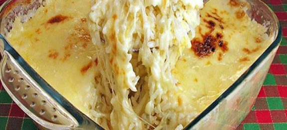 Arroz 4 queijos em camadas