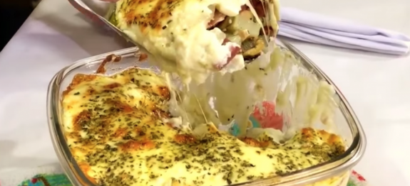TORTA DE BATATA COM CALABRESA E QUEIJO