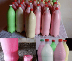 IOGURTE DE GARRAFA SABOR COCO, MORANGO E ABACAXI, FAÇA LITROS E LITROS DE IORGURTE NO LIQUIDIFICADOR E COLOQUE EM GARRAFAS PET! EU FAÇO SEMPRE, SÃO DELICIOSOS!