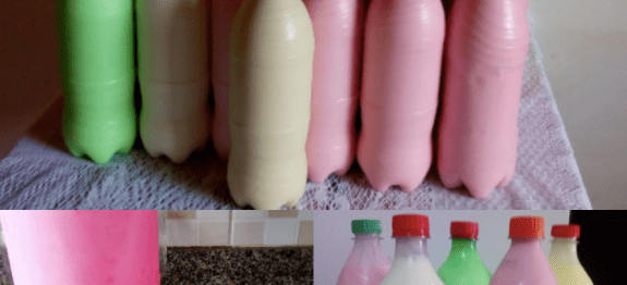 IOGURTE DE GARRAFA SABOR COCO, MORANGO E ABACAXI, FAÇA LITROS E LITROS DE IORGURTE NO LIQUIDIFICADOR E COLOQUE EM GARRAFAS PET! EU FAÇO SEMPRE, SÃO DELICIOSOS!