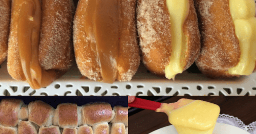MINHA VÓ FEZ ESSES SONHOS DE BISNAGUINHA HOJE À TARDE E EU FIQUEI LOUCA DE AMORES. COMI UM MONTE, FICA PRONTO RAPIDINHO E ESSE CREME É D-I-V-I-N-O!!! TOMA A RECEITINHA PRA VOCÊS!