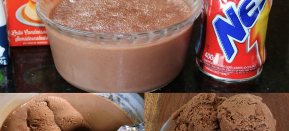 SORVETE DE NESCAU COM LEITE CONDENSADO FEITO EM 5 MINUTINHOS NO LIQUIDIFICADOR!