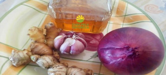 Xarope de alho, gengibre, cebola e mel e para reforçar a sua imunidade