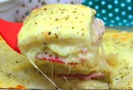 Torta Cremosa de Batata Recheada com Presunto e Queijo