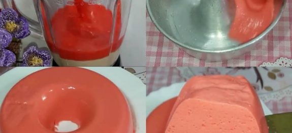 Pudim de Geladeira de Morango, faço em pouco minutos e não vai ao forno…Ver mais