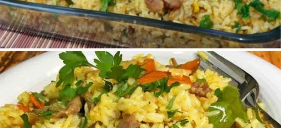 Arroz caipira com costelinha de porco, uma receita deliciosa que aprendi no sítio da minha vó…ver mais