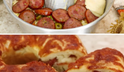 Lanche de forno feito no liquidificador recheado com calabresa e muçarela uma delícia…Ver mais