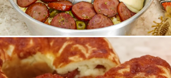 Lanche de forno feito no liquidificador recheado com calabresa e muçarela uma delícia…Ver mais