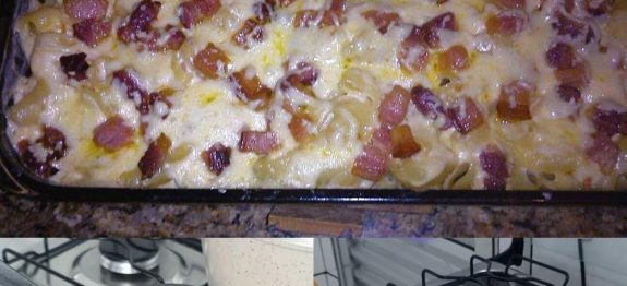 Macarrão com queijo e bacon, prático e será sucesso garantido…Ver mais