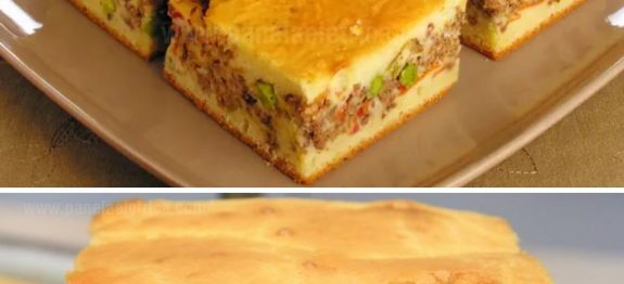 Torta de carne moída com massa de creme de leite que deixa qualquer um salivando…Ver mais